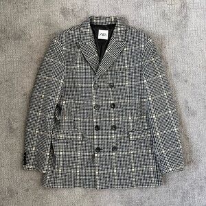 Zara Double Breasted Houndstooth Peacoat